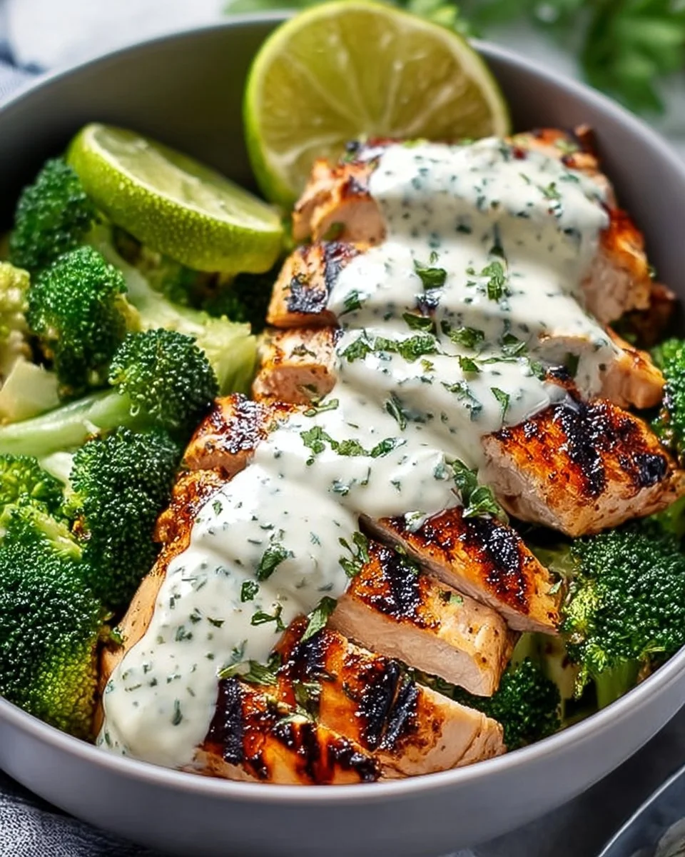 Grilled chicken and broccoli bowl, a healthy meal option.