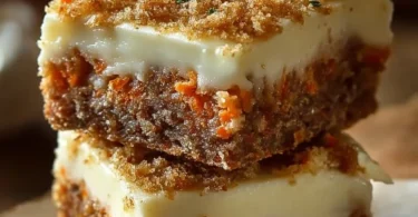 Delicious carrot cake cream cheese bars topped with creamy frosting