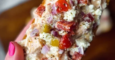 Italian Grinder Chicken Salad with fresh ingredients and dressing