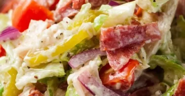 Delicious Italian Grinder Salad with fresh vegetables and meats