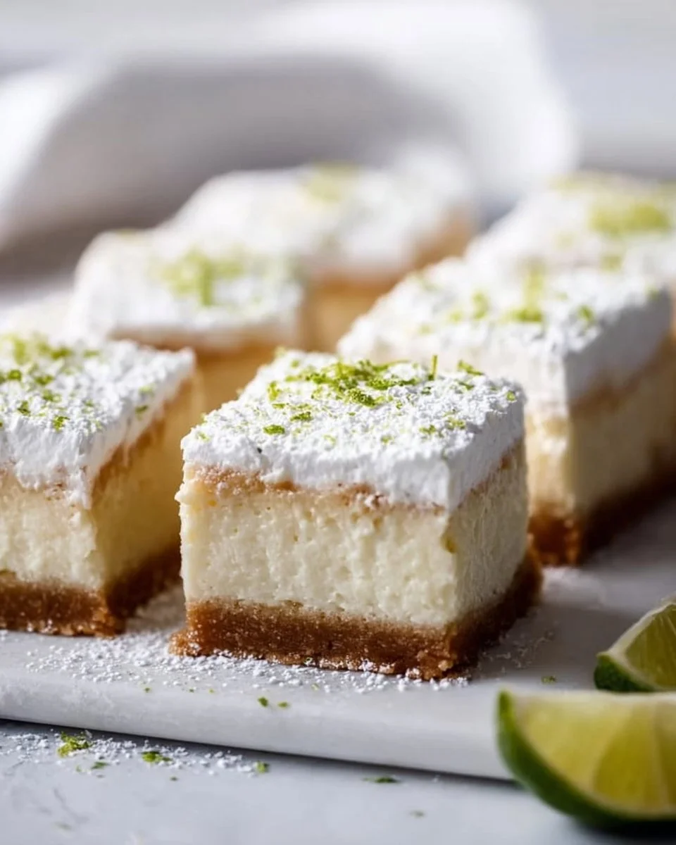 Delicious Key Lime Pie Bars with a creamy lime filling and graham cracker crust