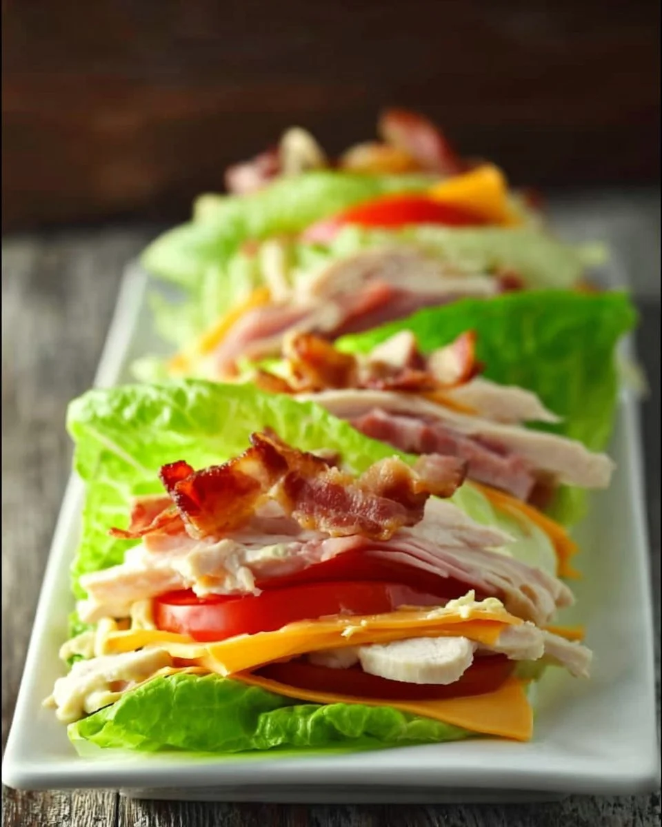 Low carb chicken club sandwich with lettuce, tomato, and bacon on whole grain bread