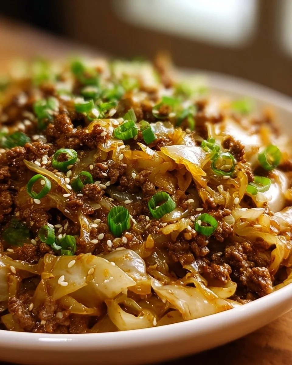 Low-Carb Mongolian Ground Beef and Cabbage