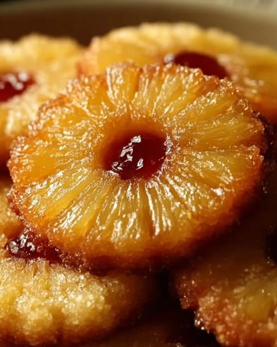Pineapple upside down cookies on a plate with colorful sprinkles