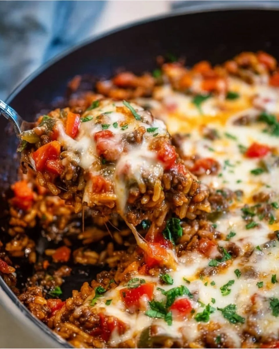 Delicious Pioneer Woman stuffed pepper casserole served in a dish
