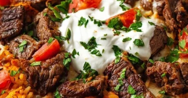 Delicious dish of Steak Cheese Rice featuring juicy steak, melted cheese, and fluffy rice
